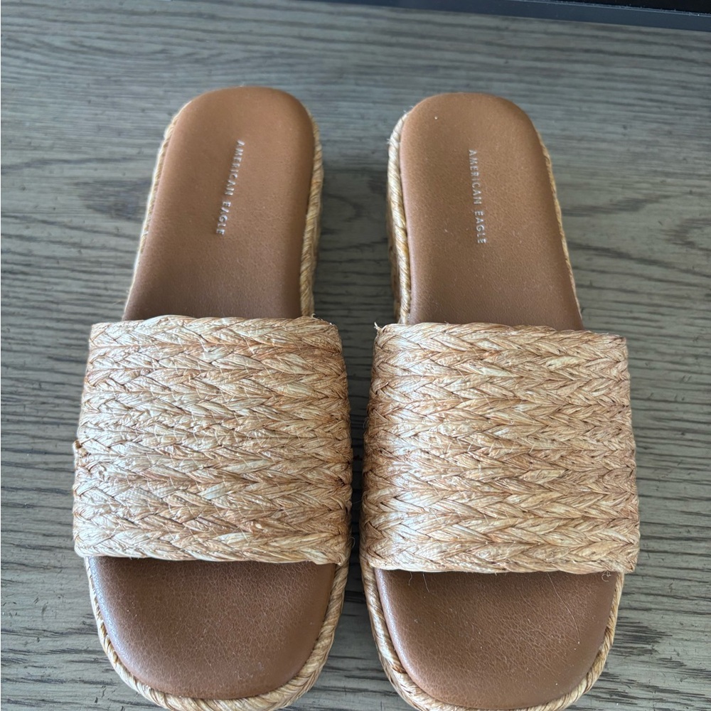 American Eagle Outfitters Natural Woven Espadrille Slides
